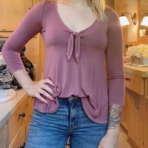 Dark rose colored 3/4 sleeve blouse